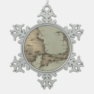 Vintage Karte von Cape Cod (1885) Schneeflocken Zinn-Ornament