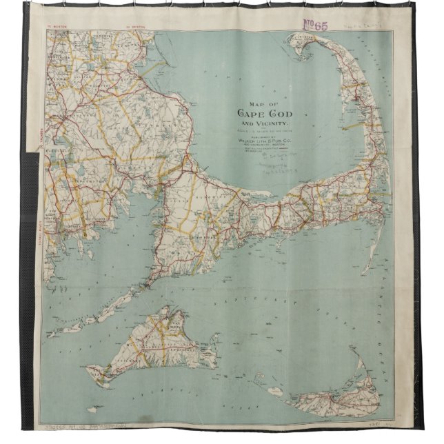Vintage Karte von Cape Cod (1917) Duschvorhang (Vorderseite)