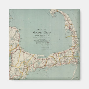 Vintage Karte von Cape Cod (1917) Magnet