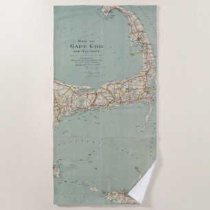 Vintage Karte von Cape Cod (1917) Strandtuch