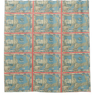 Vintage Karte von Cape Cod (1945) Duschvorhang
