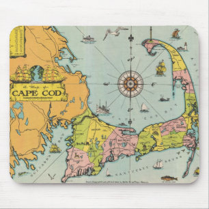 Vintage Karte von Cape Cod Mousepad