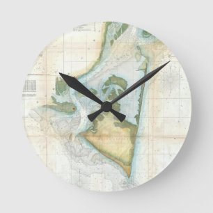 Vintage Karte von Cape Fear (1857) Runde Wanduhr