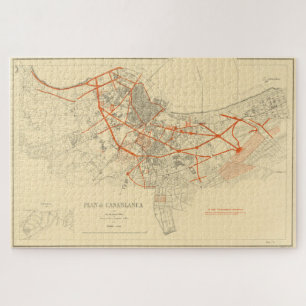 Vintage Karte von Casablanca Marokko (1917) Puzzle