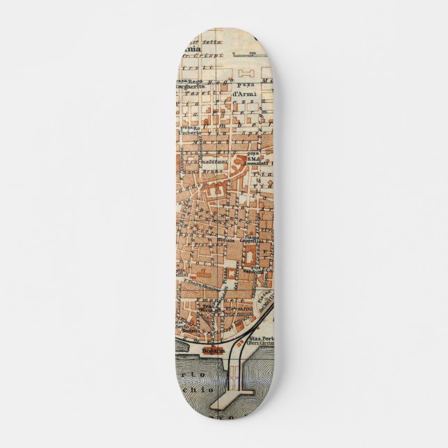 Vintage Karte von Catania Italien (1905) Skateboard (Vorne)