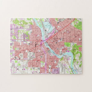 Vintage-Karte von Cedar Rapids Iowa (1967) Puzzle