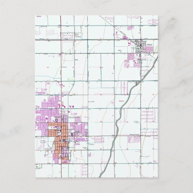 Vintage Karte von Chandler & Gilbert Arizona (1952 (Vorderseite)