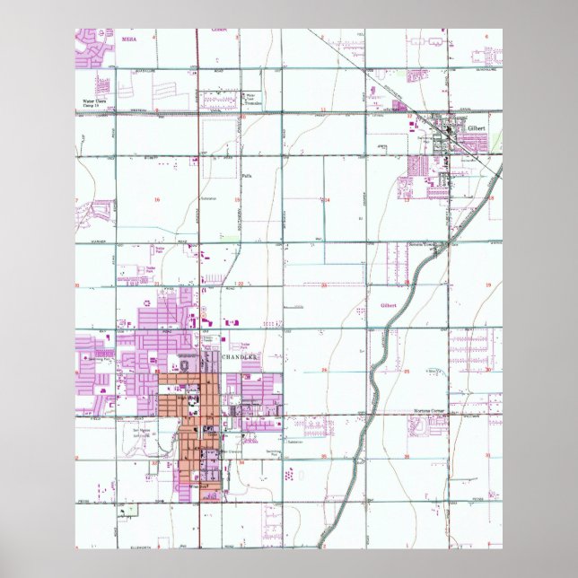 Vintage Karte von Chandler & Gilbert Arizona (1952 Poster (Vorne)