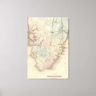 Vintage Karte von Charleston South Carolina (1855) Leinwanddruck