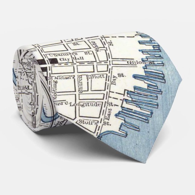 Vintage Karte von Charleston South Carolina (1898) Krawatte (Gerollt)