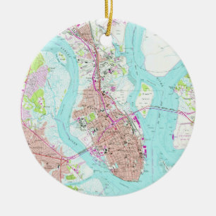 Vintage Karte von Charleston South Carolina (1958) Keramik Ornament