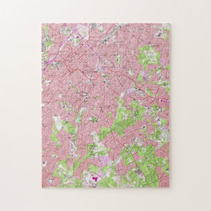 Vintage-Karte von Charlotte North Carolina (1967) Puzzle