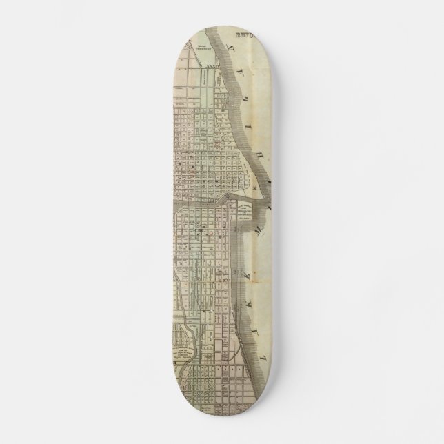 Vintage Karte von Chicago (1857) Skateboard (Vorderseite)