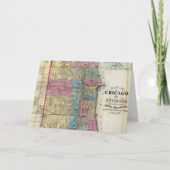 Vintage Karte von Chicago (1869) (Vorderseite)