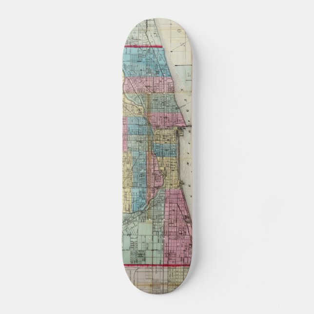 Vintage Karte von Chicago (1869) Skateboard (Vorderseite)