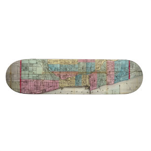 Vintage Karte von Chicago (1869) Skateboard