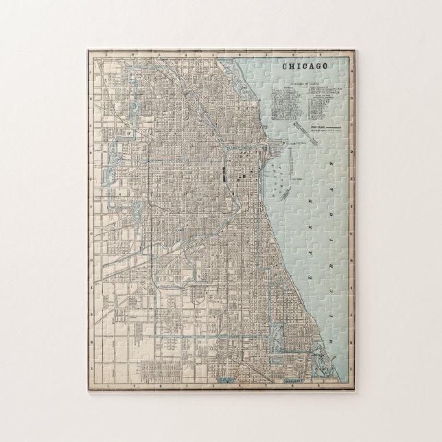 Vintage Karte von Chicago (1893) Puzzle (Vertikal)