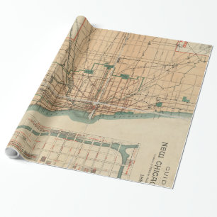 Vintage Karte von Chicago Illinois (1889) Geschenkpapier