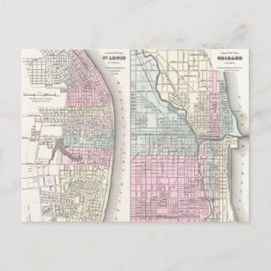 Vintage Karte von Chicago und St. Louis (1855)