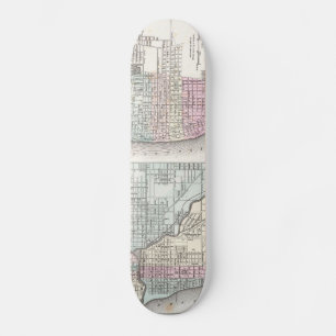 Vintage Karte von Chicago und St. Louis (1855) Skateboard