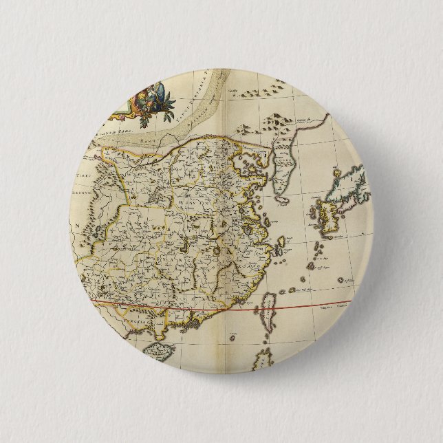 Vintage Karte von China | 1662 Button (Vorderseite)