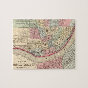 Vintage Karte von Cincinnati (1780) Puzzle