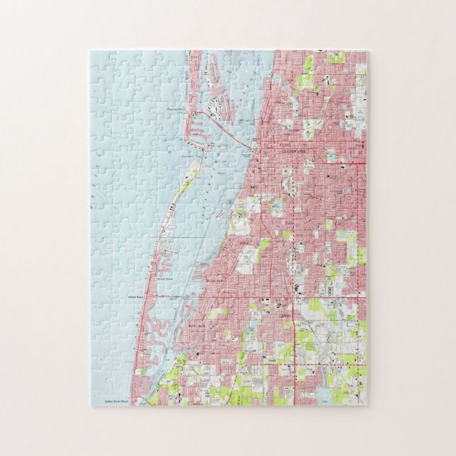 Vintage Karte von Clearwater Florida (1974) Puzzle (Vertikal)