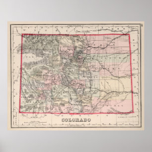 Vintage Karte von Colorado (1884) Poster
