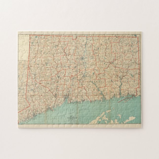 Vintage Karte von Connecticut (1893) Puzzle (Horizontal)