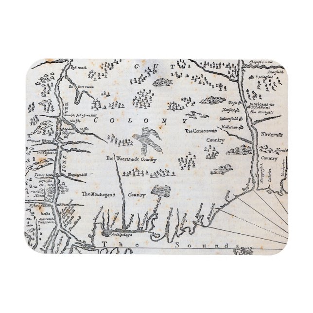 Vintage Karte von Connecticut Magnet (Horizontal)