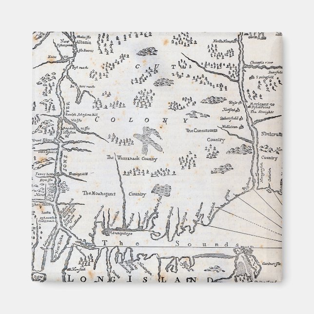 Vintage Karte von Connecticut Magnet (Vorne)