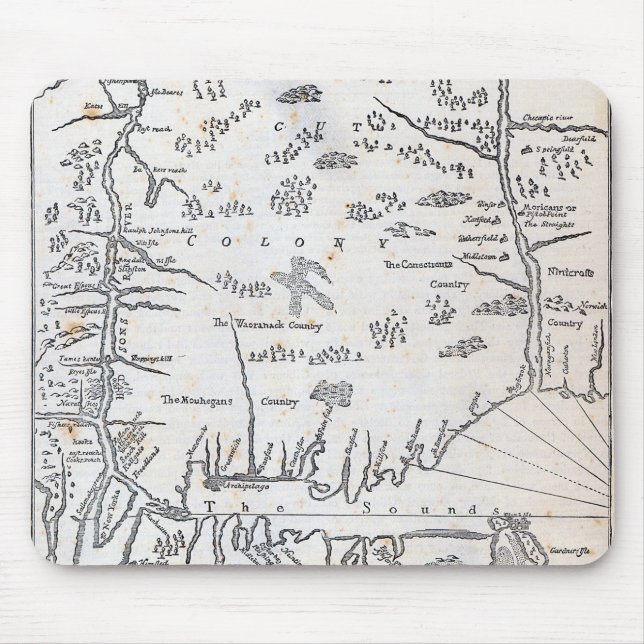 Vintage Karte von Connecticut Mousepad (Vorne)