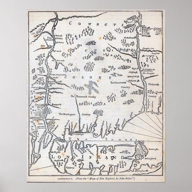 Vintage Karte von Connecticut Poster (Vorne)