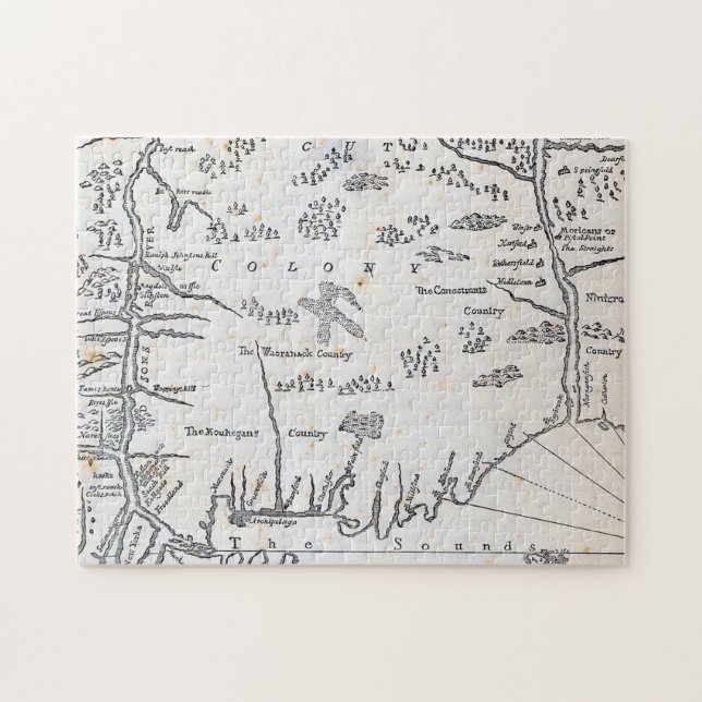 Vintage Karte von Connecticut Puzzle (Horizontal)