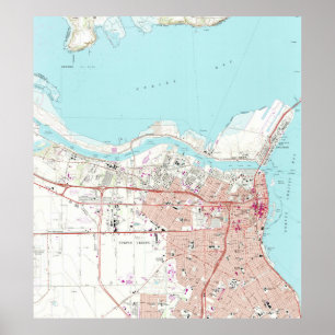 Vintage Karte von Corpus Christi Texas (1968) Poster