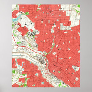 Vintage Karte von Dallas Texas (1958) 2 Poster