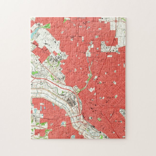 Vintage Karte von Dallas Texas (1958) 2 Puzzle (Vertikal)