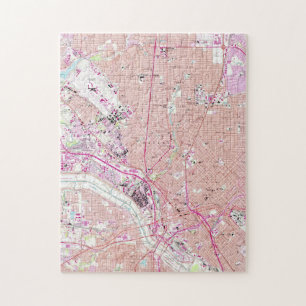 Vintage Karte von Dallas Texas (1958) Puzzle