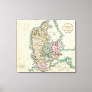 Vintage Karte von Dänemark (1801) Leinwanddruck