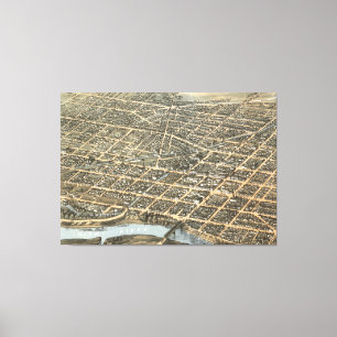 Vintage Karte von Dayton Ohio (1870) Leinwanddruck