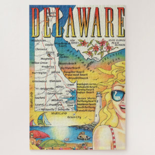 Vintage-Karte von Delaware 20x30 Puzzle