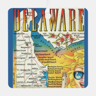 Vintage-Karte von Delaware  Ornament Aus Metall