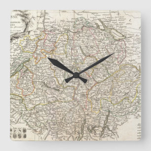 Vintage Karte von der Schweiz (1771) Quadratische Wanduhr