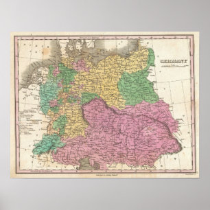 Vintage Karte von Deutschland (1827) Poster