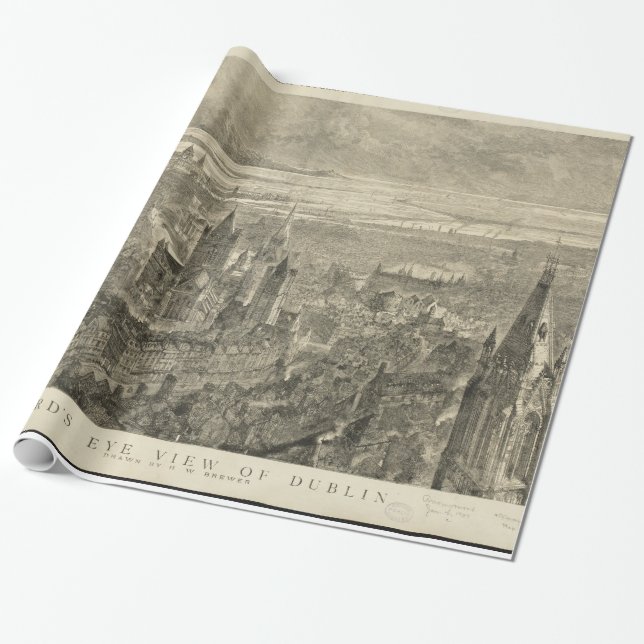 Vintage Karte von Dublin Irland (1890) Geschenkpapier (Ungerollt)