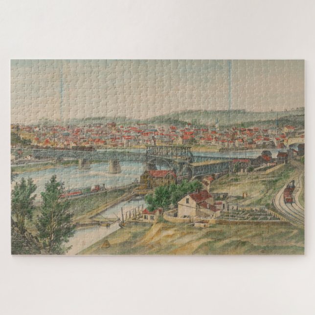 Vintage Karte von Easton PA (1862) Puzzle (Horizontal)