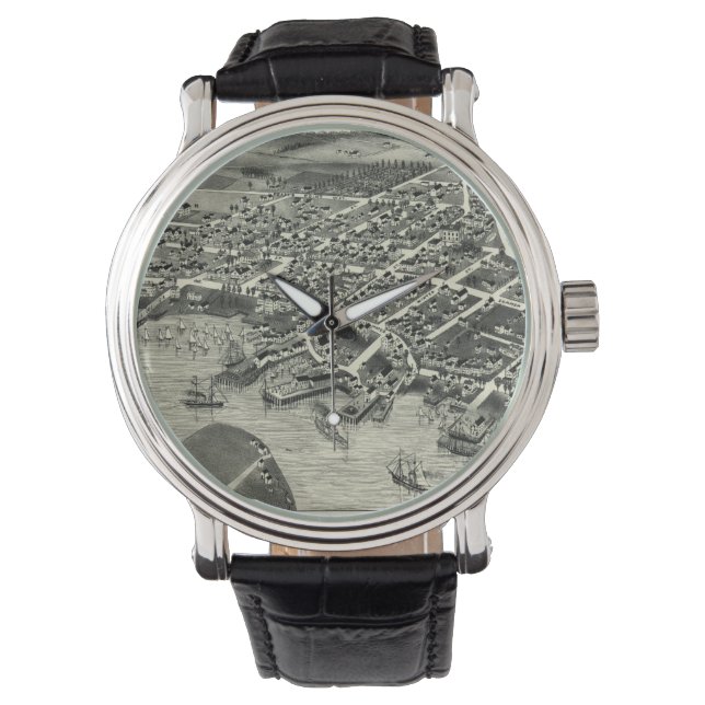 Vintage Karte von Edgartown MA (1886) Armbanduhr (Vorderseite)