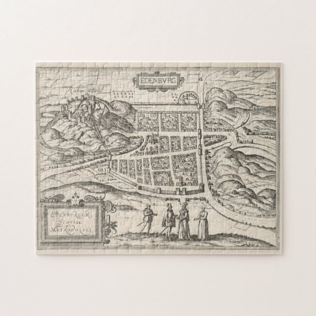 Vintage Karte von Edinburgh Schottland (1581) Puzzle (Horizontal)