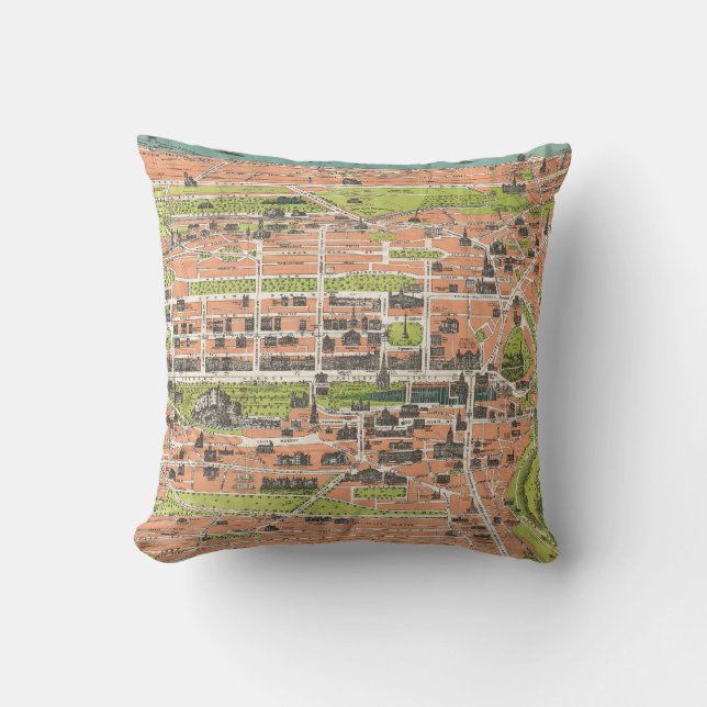 Vintage Karte von Edinburgh Schottland (1935) Kissen (Vorderseite)