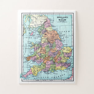 Vintage Karte von England und Wales Puzzle